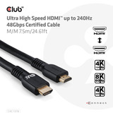 Club 3D Gecertificeerde Ultra High Speed HDMI 2.1 kabel Zwart, 7,5 meter, 8K