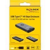 DeLOCK Externe behuizing voor M.2 NVMe SSD met USB-C 40 Gbps Grijs/zwart, met ventilator