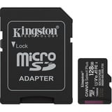 Kingston Canvas Select Plus 128 GB MicroSDXC geheugenkaart Zwart, UHS-I U1, Class 10, V10, Incl. SD Adapter