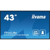 iiyama ProLite LH4360UHS-B2AG 42.5" 4K Ultra HD Public Display Zwart, 4K UHD, HDMI, LAN, Audio, USB, WLAN, Android