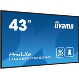 iiyama ProLite LH4360UHS-B2AG 42.5" 4K Ultra HD Public Display Zwart, 4K UHD, HDMI, LAN, Audio, USB, WLAN, Android