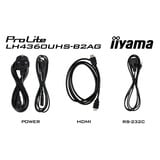 iiyama ProLite LH4360UHS-B2AG 42.5" 4K Ultra HD Public Display Zwart, 4K UHD, HDMI, LAN, Audio, USB, WLAN, Android