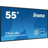 iiyama ProLite LH5541UHS-B2 54.6" 4K Ultra HD Public Display Zwart, 3x HDMI, VGA, USB-A, RJ-45