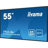 iiyama ProLite LH5541UHS-B2 54.6" 4K Ultra HD Public Display Zwart, 3x HDMI, VGA, USB-A, RJ-45