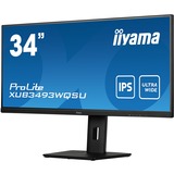 iiyama ProLite XUB3493WQSU-B5 34" UltraWide monitor Zwart, 75 Hz, UWQHD, HDMI, DisplayPort, USB, AMD FreeSync