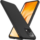 Diverse Twill Slim Texture hoesje Mi 11 Lite telefoonhoesje Zwart/zwart
