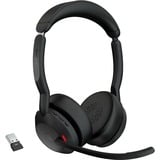 Jabra JBR Evolve2 55 MS Stereo Link380a on-ear headset Zwart