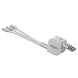 DeLOCK Intrekbare USB-oplaadkabel 3-in-1 Typ-A Wit/zilver, 1 m