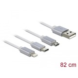 DeLOCK Intrekbare USB-oplaadkabel 3-in-1 Typ-A Wit/zilver, 1 m