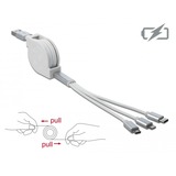 DeLOCK Intrekbare USB-oplaadkabel 3-in-1 Typ-A Wit/zilver, 1 m