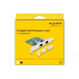 DeLOCK PCI Express x1 Card to 2 x RJ45 2.5 Gigabit LAN RTL8125 netwerkadapter 