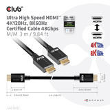 Club 3D Gecertificeerde Ultra High Speed HDMI 2.1 kabel Zwart, 3 meter, 8K