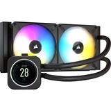 Corsair iCUE H100i ELITE LCD waterkoeling Zwart, 4-pins PWM fan-connector