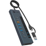 ICY BOX IB-HUB1742CR-C2PD dockingstation Lichtblauw