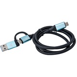 i-tec USB-C naar USB-C kabel met geïntegreerde USB 3.0 adapter Zwart/lichtblauw