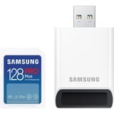 Samsung PRO Plus 128 GB SDXC geheugenkaart Wit, UHS-I U3, Class 3, V30, Incl. kaartlezer