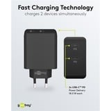 goobay 36W USB-C PD Dual snellader Zwart, 2x USB-C