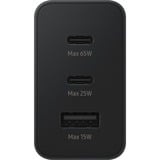 Samsung 65W Power Adapter Trio oplader Zwart, 2x USB-C, 1x USB-A
