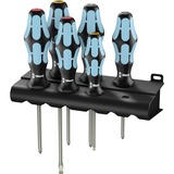 Wera 3334/3350/3355/6 Schroevendraaier-set, RVS + houder, 6‑delig Zwart/blauw