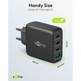 goobay 68W GaN USB-C PD Multiport snellader Zwart, 3x USB-C, 1x USB-A