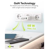 goobay 68W GaN USB-C PD Multiport snellader Zwart, 3x USB-C, 1x USB-A