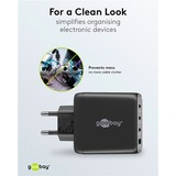 goobay 68W GaN USB-C PD Multiport snellader Zwart, 3x USB-C, 1x USB-A