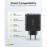 goobay 68W GaN USB-C PD Multiport snellader Zwart, 3x USB-C, 1x USB-A