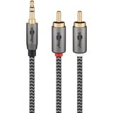 goobay Plus 3,5 mm jack naar 2x stereo RCA (Tulp) adapterkabel Zwart/zilver, 3 meter
