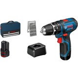 Bosch BOSCH GSB 12V-15 + GBA + Bitset + Tasche klopboorschroevendraaier Blauw/zwart