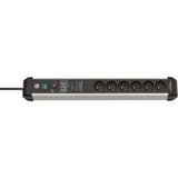 Brennenstuhl Premium-Protect-Line 6-voudige stekkerdoos Zwart/zilver, 6x stekker
