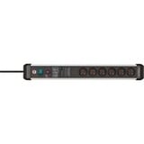 Brennenstuhl Premium-Protect-Line 6-voudige stekkerdoos Zwart/zilver, 6x stekker