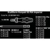 Wera Kraftform Kompakt 60 RA dopsleutel Zwart/groen, Imperial, 17‑delig