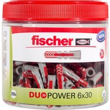 fischer DUOPOWER 6x30 Potje (200) plug Lichtgrijs/rood