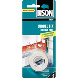 Bison Doublefix binnen verwijderbaar plakband, 1,5 m x 19 mm Wit, 2-zijdig