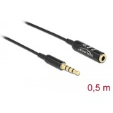 DeLOCK Audiojack 3,5 mm 4-Pin > 3,5 mm 4-pin Ultra Slim verlengkabel Zwart, 0,5 meter