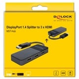DeLOCK DisplayPort 1.4 naar 3x HDMI splitter MST Zwart