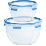 Emsa Clip & Close Vershoudbakjes Set 2tlg rondvormig doos Transparant/blauw