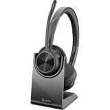HP Poly Voyager 4320 UC on-ear headset Zwart, Incl. BT700 USB-A-adapter + oplaadstandaard