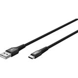 goobay Supersoft USB-C naar USB-A 2.0 kabel Zwart, 2 meter