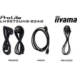 iiyama ProLite LH9875UHS-B2AG 97.5" 4K Ultra HD Public Display Zwart, HDMI, DisplayPort, LAN, WiFi, USB, Audio, Android