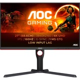 AOC U27G3X/BK 27" 4K UHD gaming monitor Zwart/rood, 2x HDMI, 1x DisplayPort, 160Hz