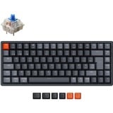 Keychron K2-C2H, toetsenbord Zwart, BE Lay-out, Gateron G Pro Blue, RGB-leds, 65%, Double-shot ABS, Hot-swappable, Bluetooth
