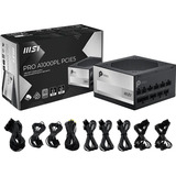 MSI PRO A1000PL PCIE5 modulaire 1000 watt voeding  Zwart, 1x 12VHPWR, 3x PCIe, 1x 12V-2x6, 3x PCIe