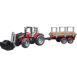 bruder Massey Ferguson 7480 met voorlader en houttrailer Modelvoertuig 02046