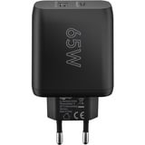 goobay 65W GaN USB-C PD Dual Fast Charger Zwart