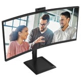 AOC CU34E4CW 34" Curved UltraWide monitor Zwart, HDMI, DisplayPort, Audio, LAN, USB-C, Webcam