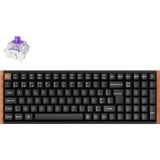 Keychron K4 HE-F1Z Wireless, toetsenbord Zwart/houtkleur, BE Lay-out, Gateron Double-Rail Magnetic Nebula, RGB leds, 96%, Double-shot PBT, Hot-swappable, Bluetooth, 2.4GHz