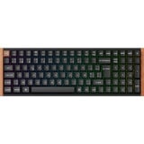 Keychron K4 HE-F1Z Wireless, toetsenbord Zwart/houtkleur, BE Lay-out, Gateron Double-Rail Magnetic Nebula, RGB leds, 96%, Double-shot PBT, Hot-swappable, Bluetooth, 2.4GHz