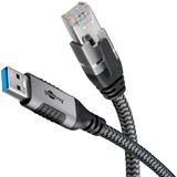 goobay Netwerkadapter USB-A 3.2 Gen1 naar RJ-45 Zwart/zilver, 5 meter