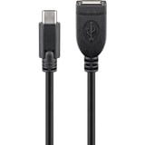 goobay USB-C naar USB-A 2.0 verlengkabel Zwart, 0,2 meter